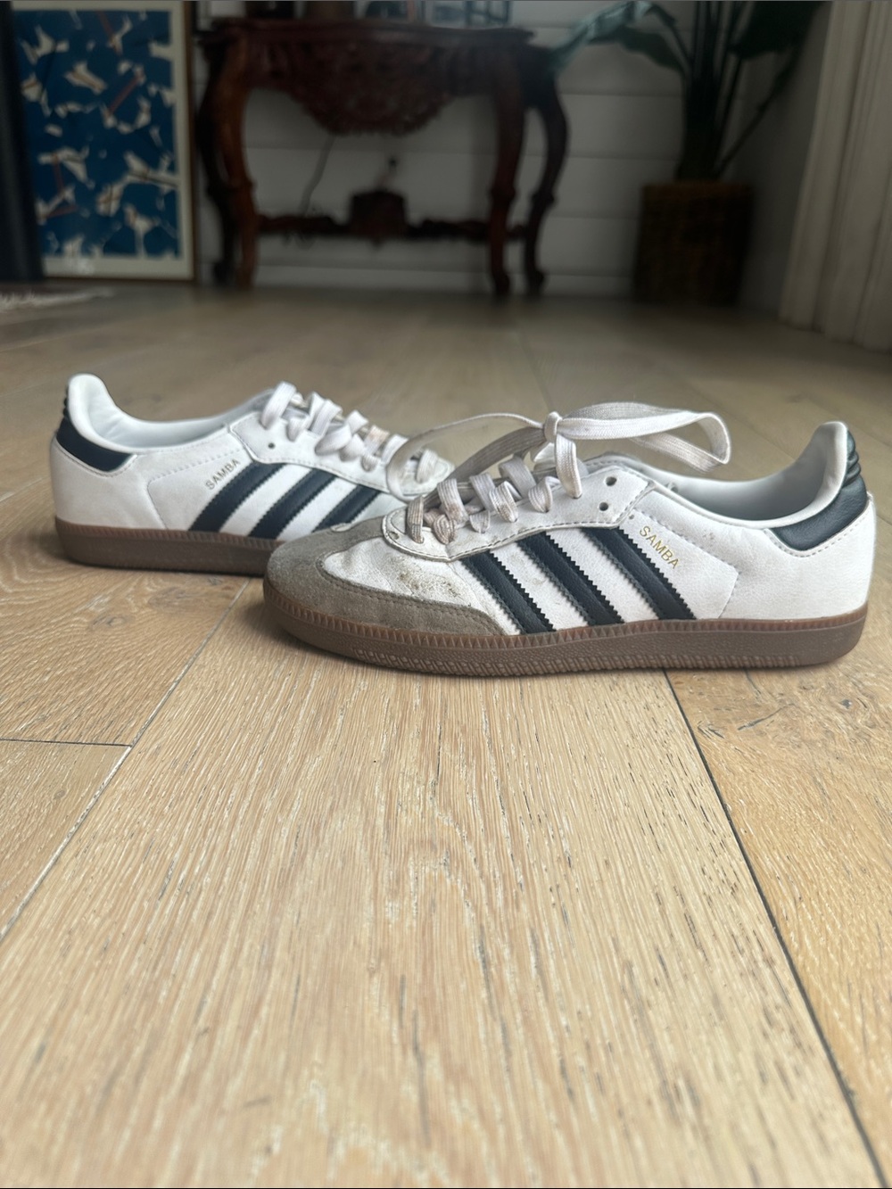 adidas Samba Low-Top Sneakers White with Black Stripes and Gum Sole